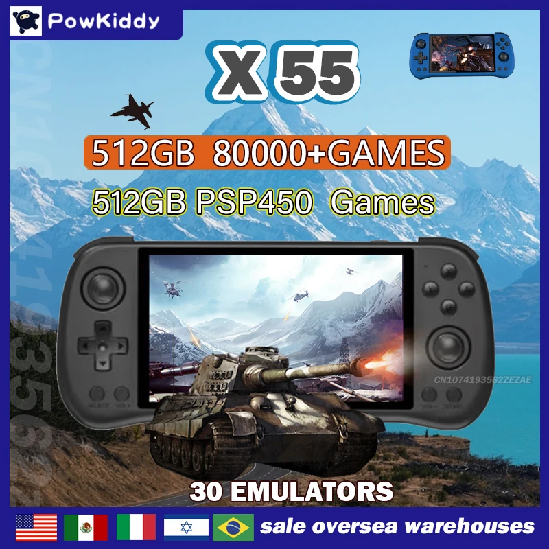 Retro Gaming Device - 80000 juegos 512G POWKIDDY X55 pantalla