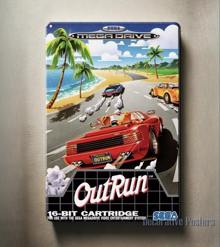 Retro Gaming Us - Póster Metálico Retro del Videojuego Outrun